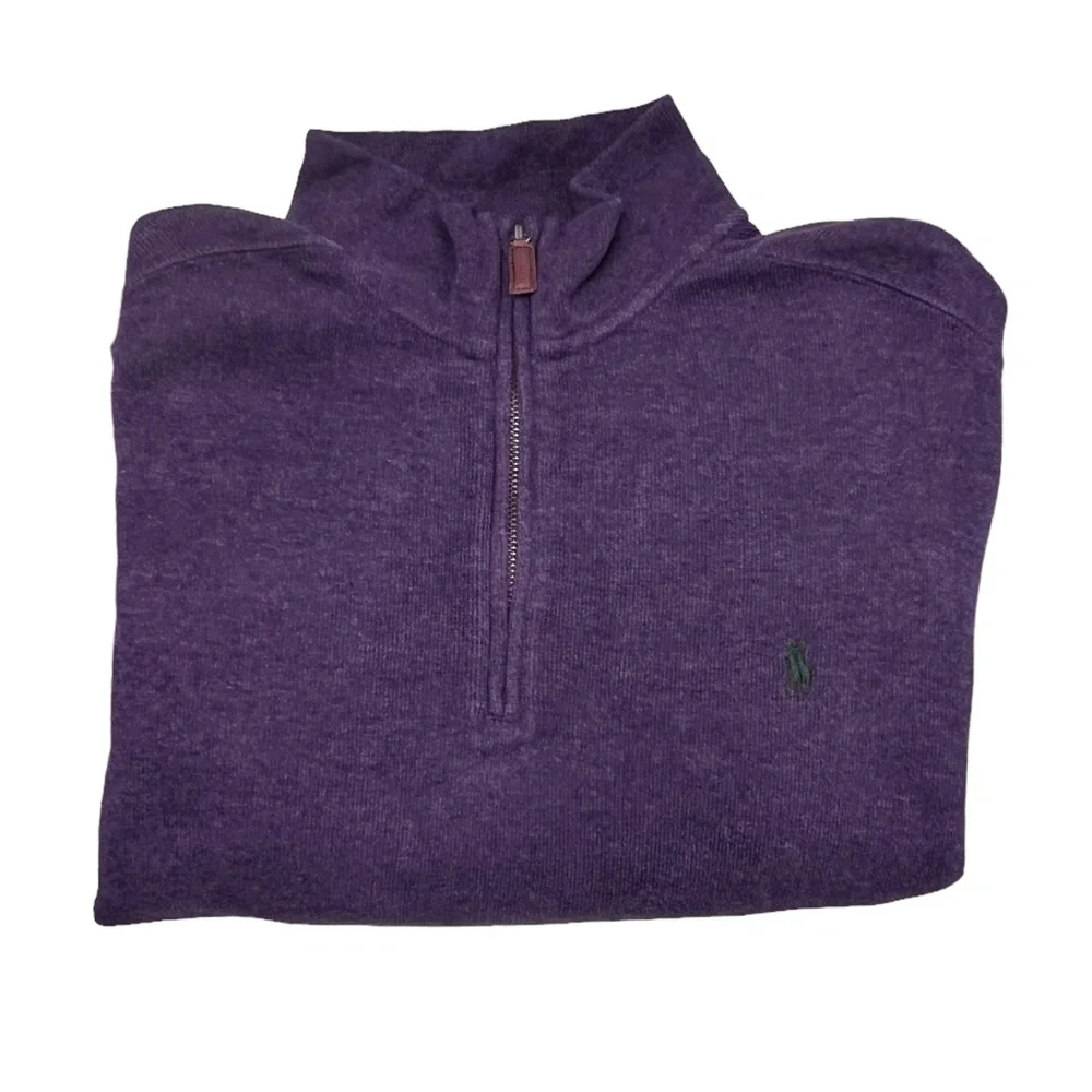 POLO BY RALPH LAUREN PURPLE COTTON QUARTER ZIP SWEATER